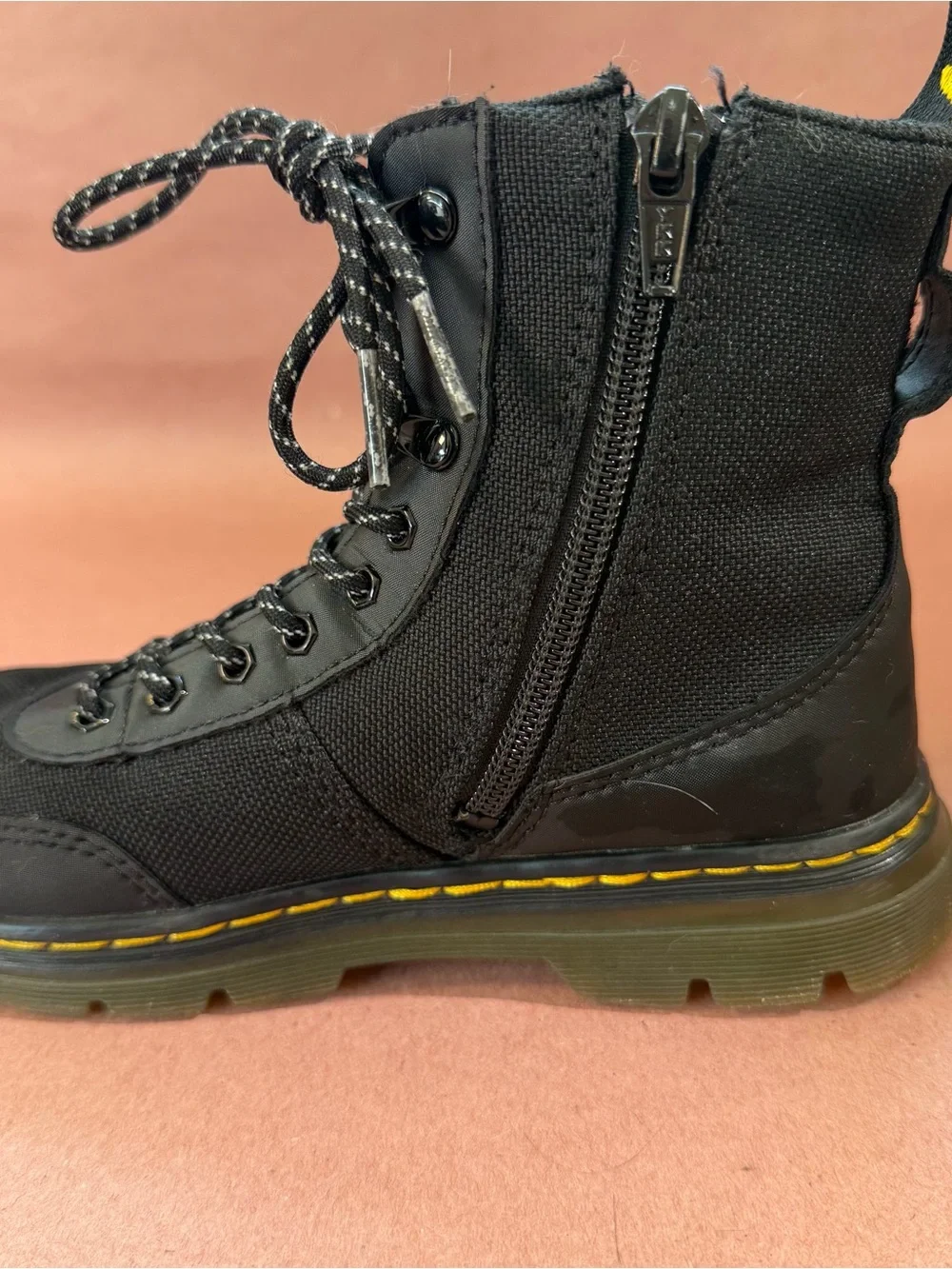 Dr. Martens Combs Tech Black Nylon Boots Kids Size 1